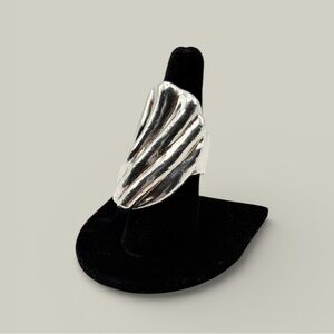 Vintage Sterling Silver Israel Electroform Puffy Wavy Statement Ring Size 8